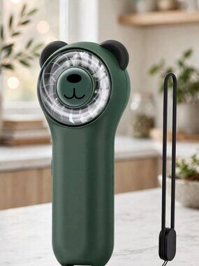 Cute Bear Mini Handheld Portable Fan 11000RPM Rechargeable - Green